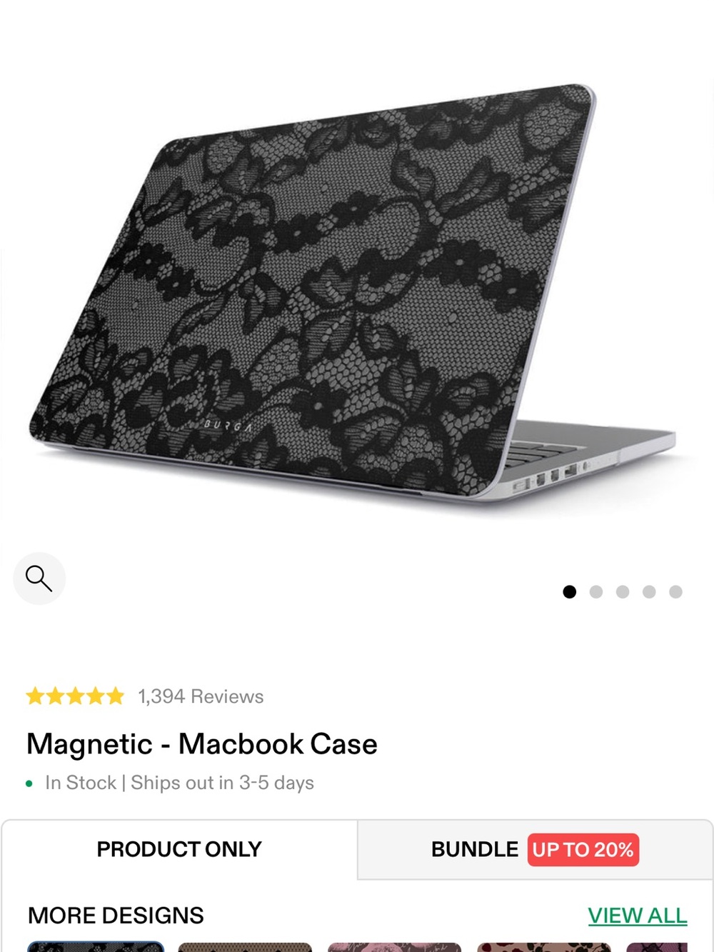 MacBook Pro 16 Magnetic Laptop Case - Black Lace Design